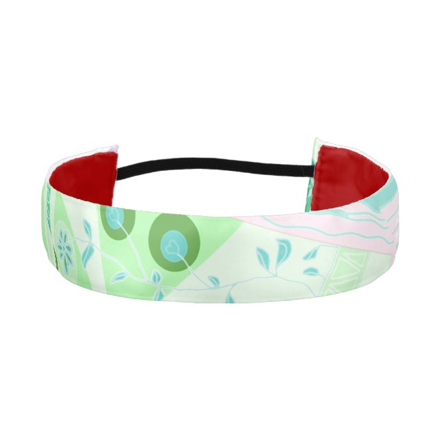 Origami Chintz (L) Green Teal Pink Lilac           Athletic Headband (Front)