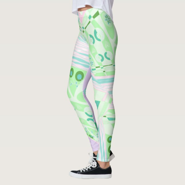 Origami Chintz (L) Green Teal Pink Lilac           Leggings (Left)