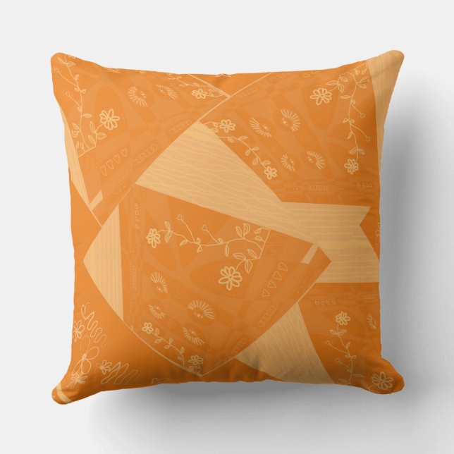 Origami Chintz (L) Orange Fizz Throw Pillow (Back)