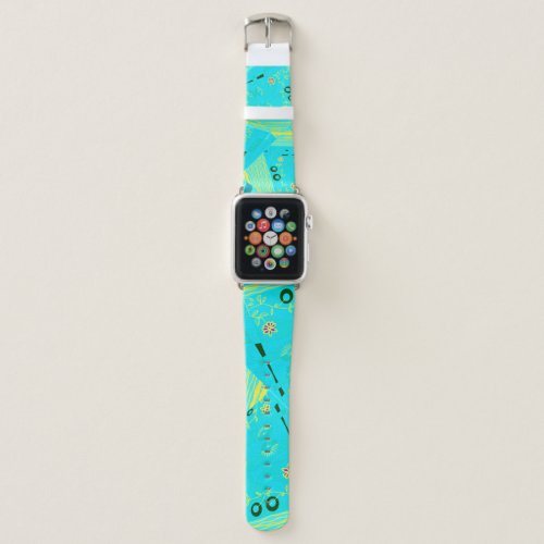Origami Chintz L Turquoise Yellow Teal Apple Watch Band