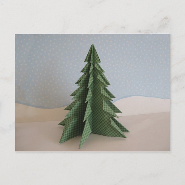 Origami Christmas tree Holiday Postcard (Front)