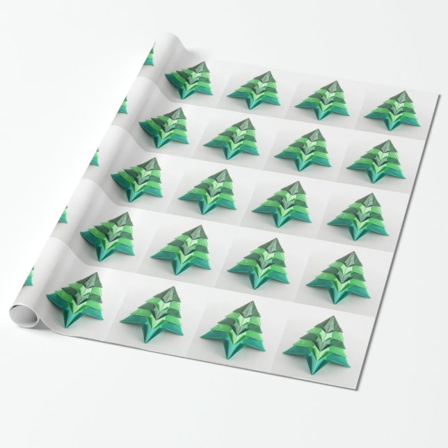 Origami Christmas Tree Wrapping Paper (Unrolled)