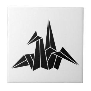 Origami crane ceramic tile