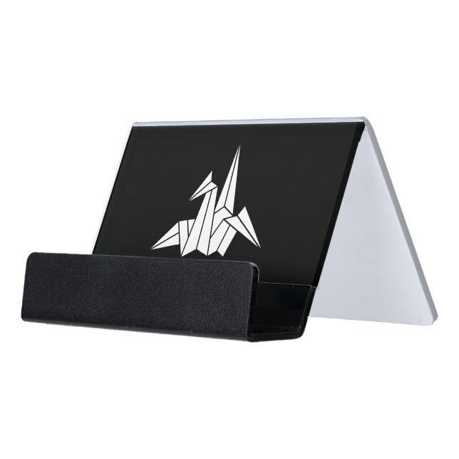 Origami crane desk business card holder (Angled Front)