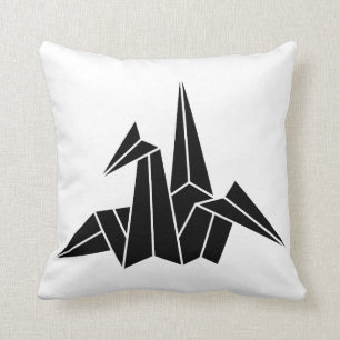 Origami crane throw pillow