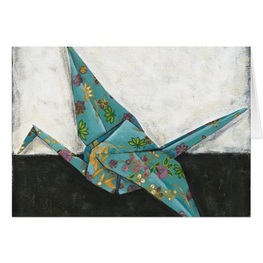 Origami Crane with Floral Designs Cards (Front Horizontal)