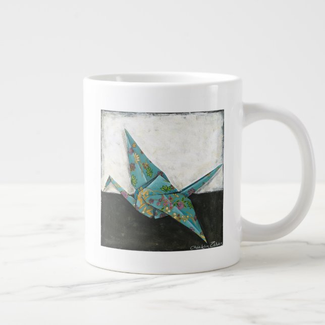 Origami Crane with Floral Designs Giant Coffee Mug (Right)