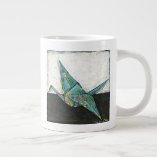 Origami Crane with Floral Designs Giant Coffee Mug