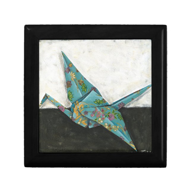 Origami Crane with Floral Designs Keepsake Box (Front)