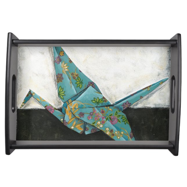 Origami Crane with Floral Designs Serving Tray (Front)
