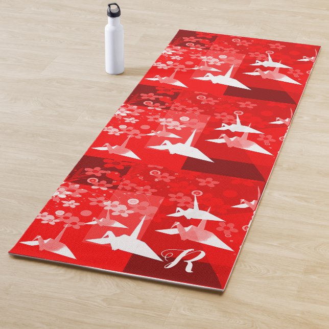 Origami Cranes Monogrammed Yoga Mat (In Situ)