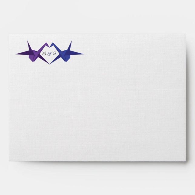 Origami Cranes Wedding (Blue & Purple) Envelope (Front)