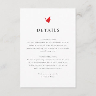 Origami Cranes Wedding Insert