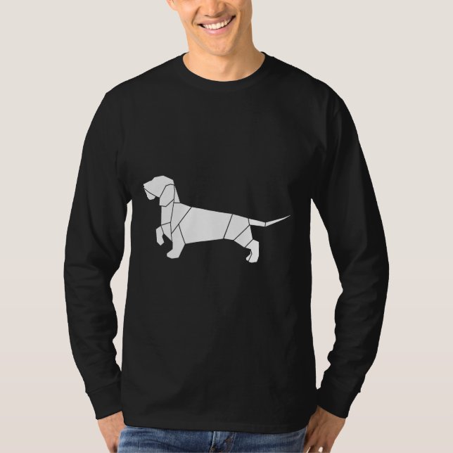 Origami Dachshund Wire Haired Dachshund T-Shirt (Front)