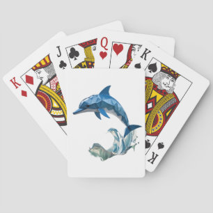 Origami dolphin back to school poker cards