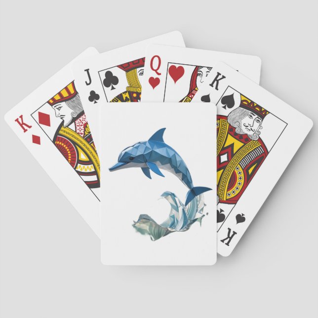 Origami dolphin back to school poker cards (Back)