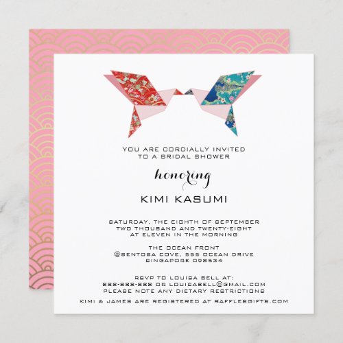 Origami Doves  Bridal Shower Invitation