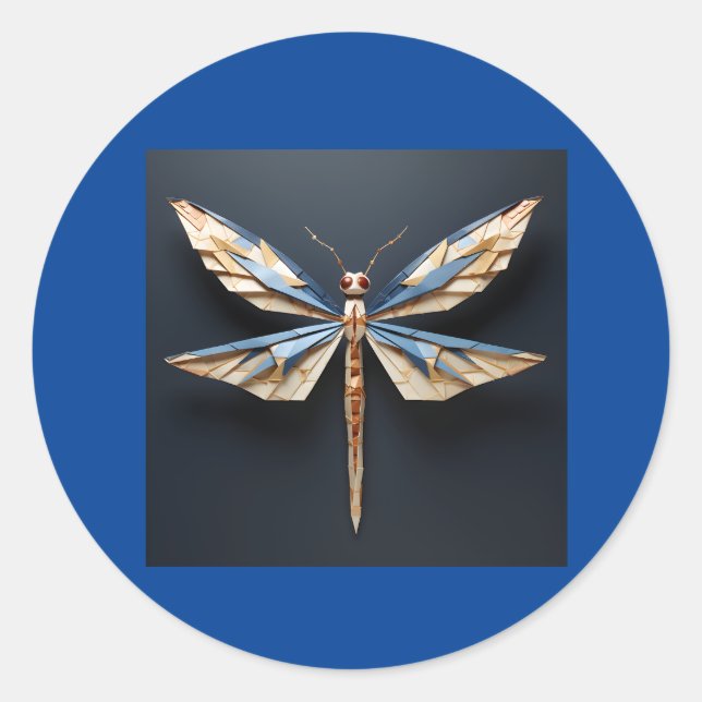 origami dragonfly classic round sticker (Front)