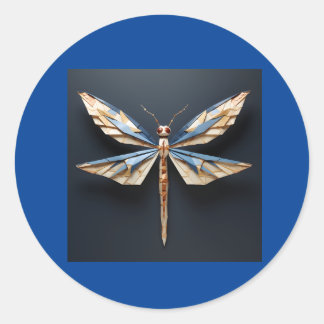 origami dragonfly classic round sticker
