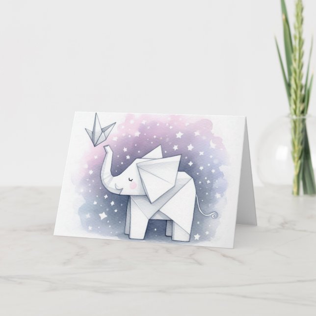 Origami Elephant Hopes and Dreams Card (Front)