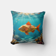 Origami fish and seahorse ocean