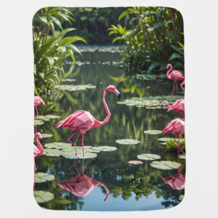 Origami Flamingo Baby Blanket