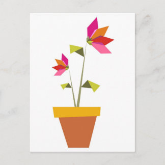 origami flowers in a pot postcard