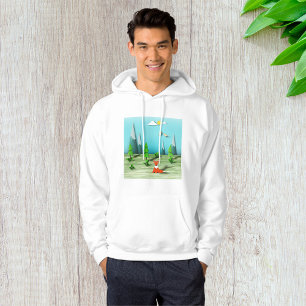Origami Forest Scene with Fox Mountains and Birds Hoodie