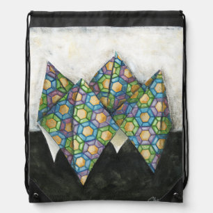 Origami Fortune Teller on Geometric Paper Drawstring Bag