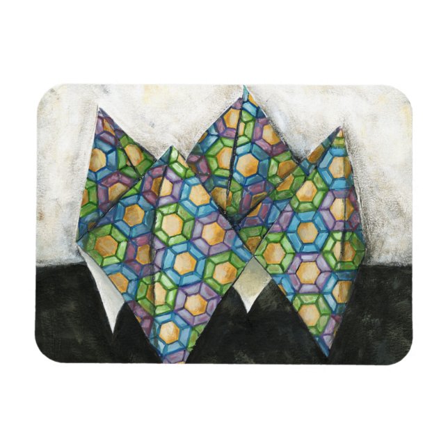 Origami Fortune Teller on Geometric Paper Magnet (Horizontal)