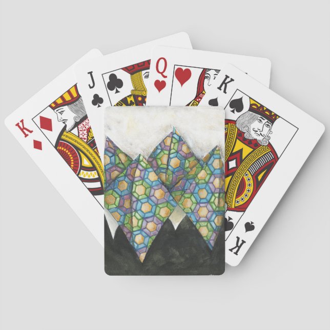 Origami Fortune Teller on Geometric Paper Poker Cards (Back)