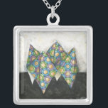 Origami Fortune Teller on Geometric Paper Silver Plated Necklace<br><div class="desc">An old school origami fortune teller created with geometric paper. A Chariklia Zarris original,  it is part of a series she has done with different origami shapes. Buy it today,  and check out the rest of the collection!</div>
