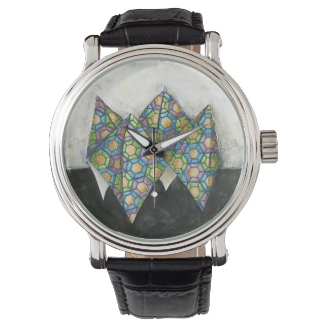 Origami Fortune Teller on Geometric Paper Watch (Front)