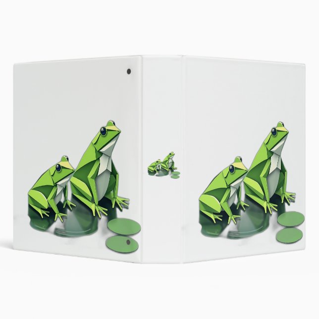 Origami Frogs in Geometric Style 3 Ring Binder (Background)