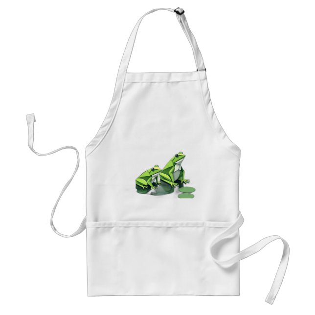 Origami Frogs in Geometric Style Adult Apron (Front)