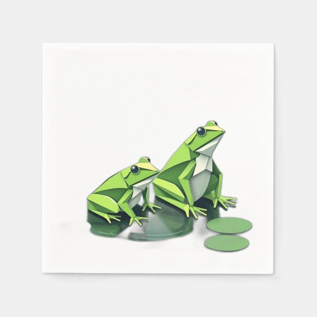 Origami Frogs in Geometric Style Napkins (Front)