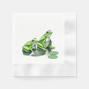 Origami Frogs in Geometric Style Napkins