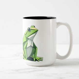 Origami Frogs in Geometric Style Two-Tone Coffee Mug