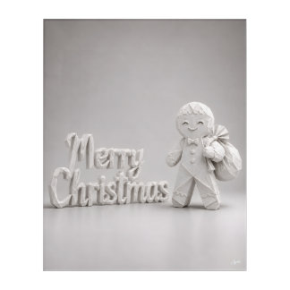 Origami Gingerbread Merry Christmas Sign Acrylic Print