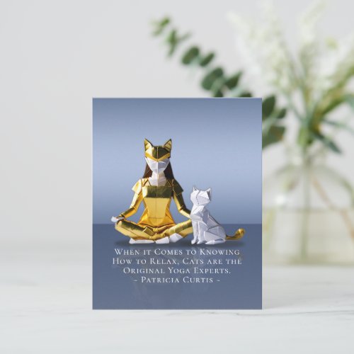 Origami Gold Foil Yoga Meditating Catwoman and Cat