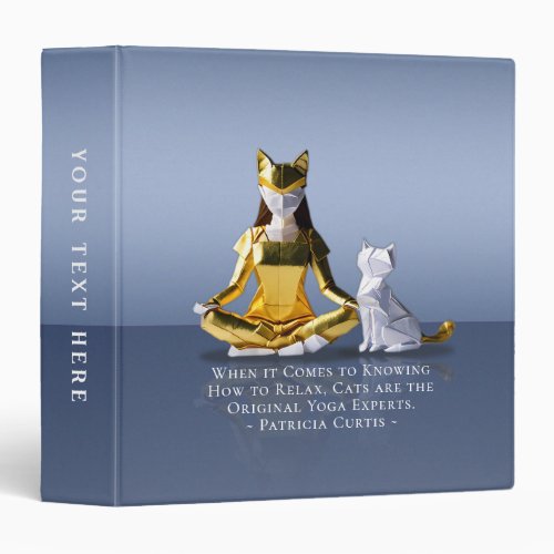 Origami Gold Foil Yoga Meditating Catwoman and Cat 3 Ring Binder