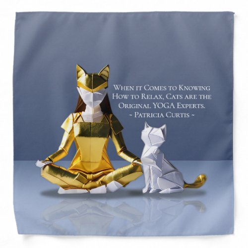 Origami Gold Foil Yoga Meditating Catwoman and Cat Bandana