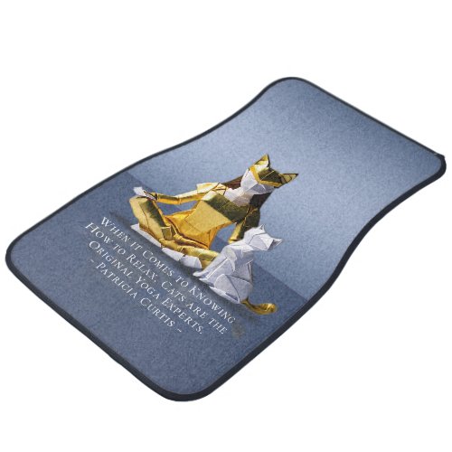 Origami Gold Foil Yoga Meditating Catwoman and Cat Car Floor Mat