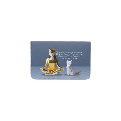 Origami Gold Foil Yoga Meditating Catwoman and Cat Card Holder