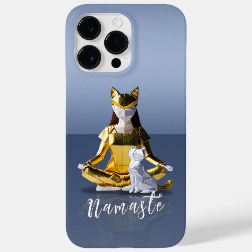 Origami Gold Foil Yoga Meditating Catwoman and Cat Case_Mate iPhone 14 Pro Max Case