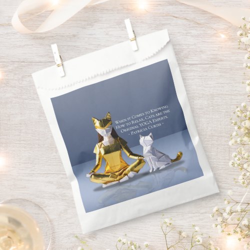 Origami Gold Foil Yoga Meditating Catwoman and Cat Favor Bag