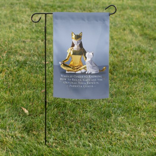 Origami Gold Foil Yoga Meditating Catwoman and Cat Garden Flag