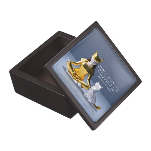 Origami Gold Foil Yoga Meditating Catwoman and Cat Gift Box