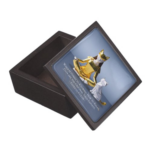 Origami Gold Foil Yoga Meditating Catwoman and Cat Gift Box