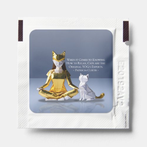 Origami Gold Foil Yoga Meditating Catwoman and Cat Hand Sanitizer Packet